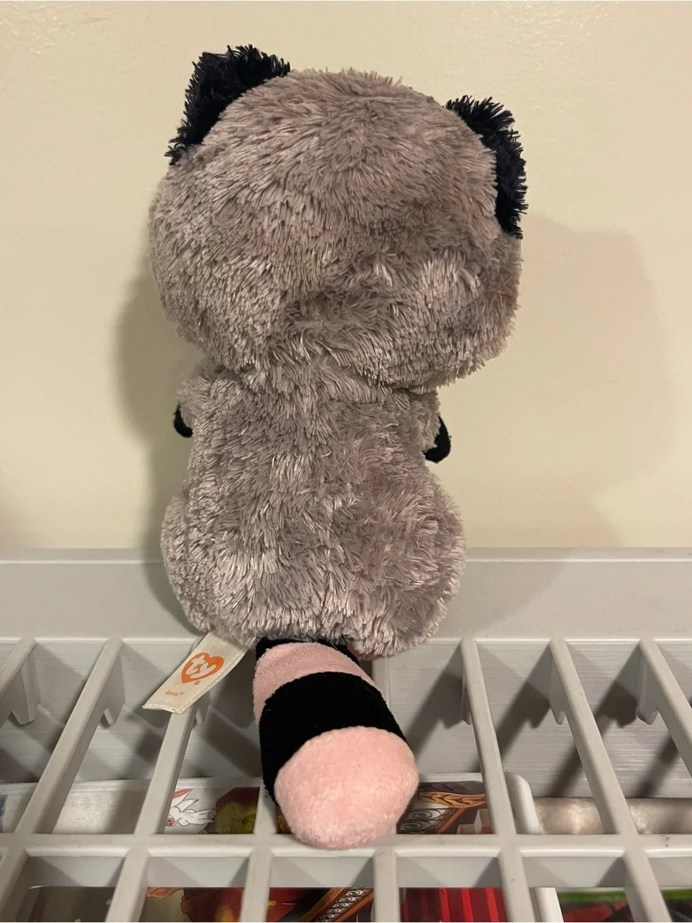 Plush Raccoon ROCCO TY BEANUE BOO Stuffed Animal - Pink and Gray Soft Toy